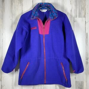 Y2K VINTAGE COLUMBIA FLEECE JACKET ZIP UP SIZE M PURPLE BLUE PINK 2 POCKETS …